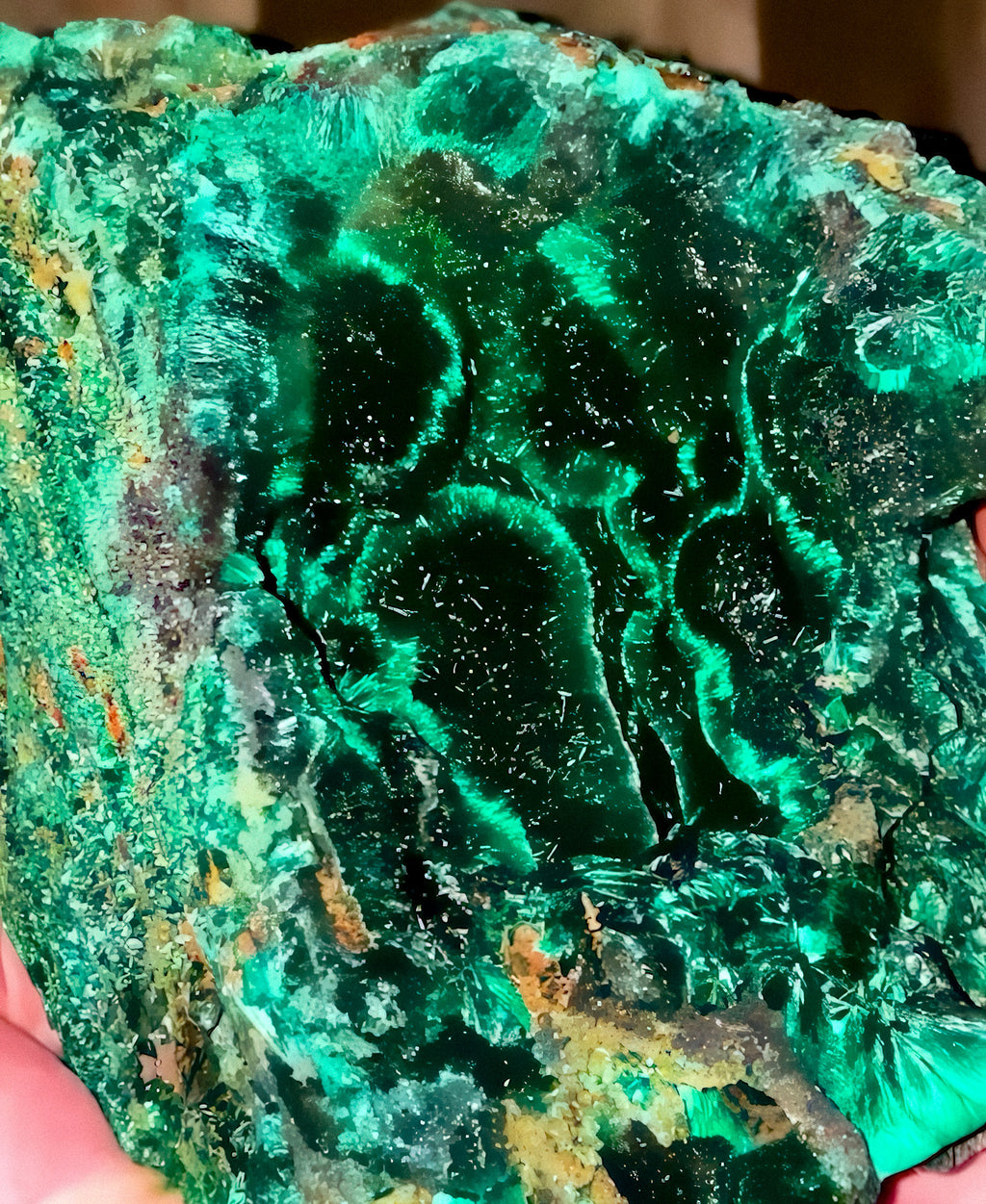 Shimmering Malachite Geode